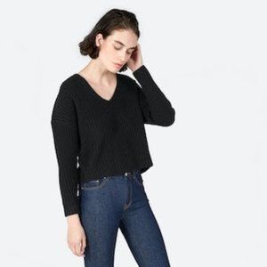 Everlane The Ribbed Wool Cashmere Crop V-Neck